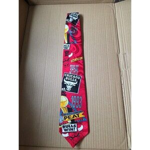 Vintage Chicago Bulls 3Peat NBA World Champions 1991 1993 Silk Necktie